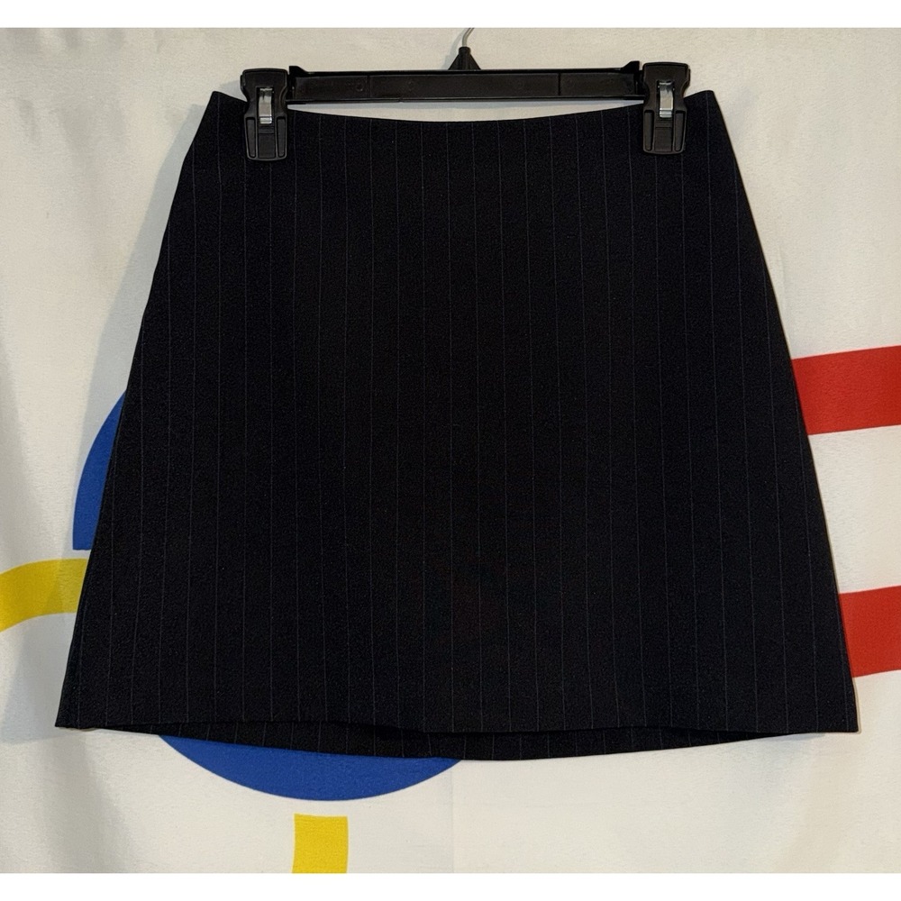 Vintage I.N. San Francisco Pinstripe Mini Skirt Womens 3 Black Blue Made in USA